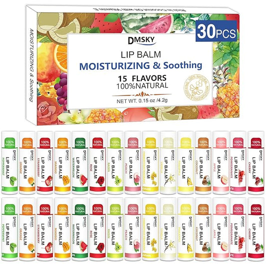 DMSKY 30 Pack Lip Balm, Natural