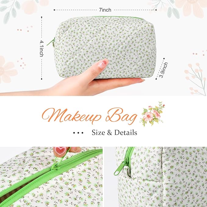 Soidram floral makeup bag quilted
