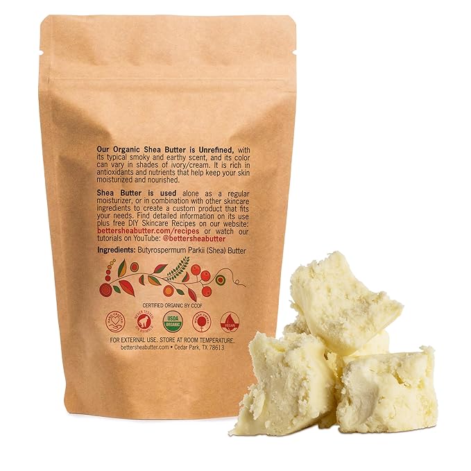 Organic Shea Butter Raw Unrefined | Pure African Shea Butter for Hair & Dry Skin | Natural Face Moisturizer | Body Butter Base for Lotion, DIY Lip Balm and Soap Making Supplies, 8oz Bar