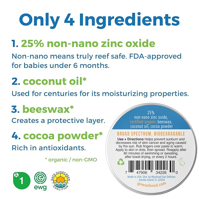 Waxhead Tinted Reef Safe Sunscreen Travel Sunscreen, Kids Sunscreen, Zinc Oxide Sunscreen Sunblock Paste, Tinted Sunscreen for Face, Sunscreen Waterproof, Sun Block, Zinc Sunscreen for Kids, Surf