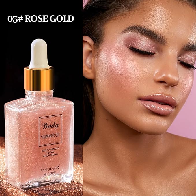 Shimmering Body Oil,Face & Body Glitter Makeup Liquid for Women