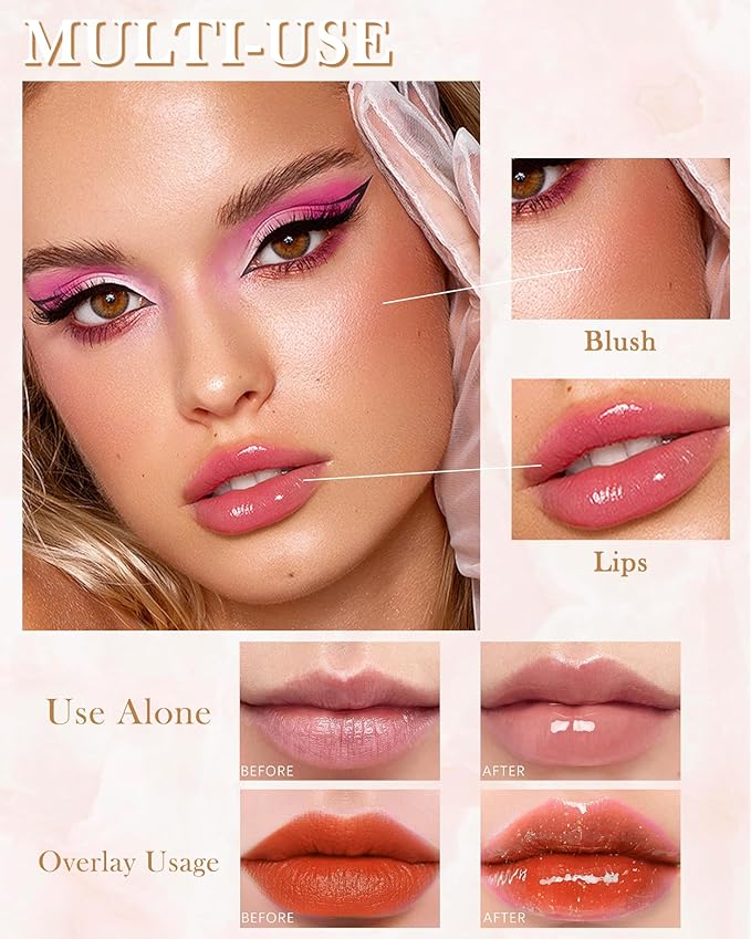 Hydrating Lip Glow Oil-3Pcs Tinted Plumping Lip Oil Lip Plumper, Moisturizing Smooth Lipgloss for Lip Care, Glossy Finish Clear Tint Shiny and Vegan Juicy Lip Gloss,Nourishing Non-Sticky Formula-Set B