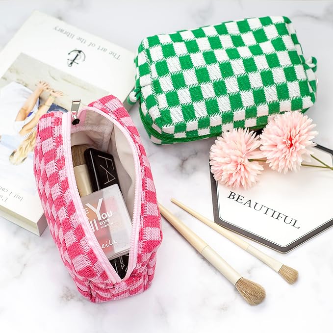Pazimiik checkered makeup bag for