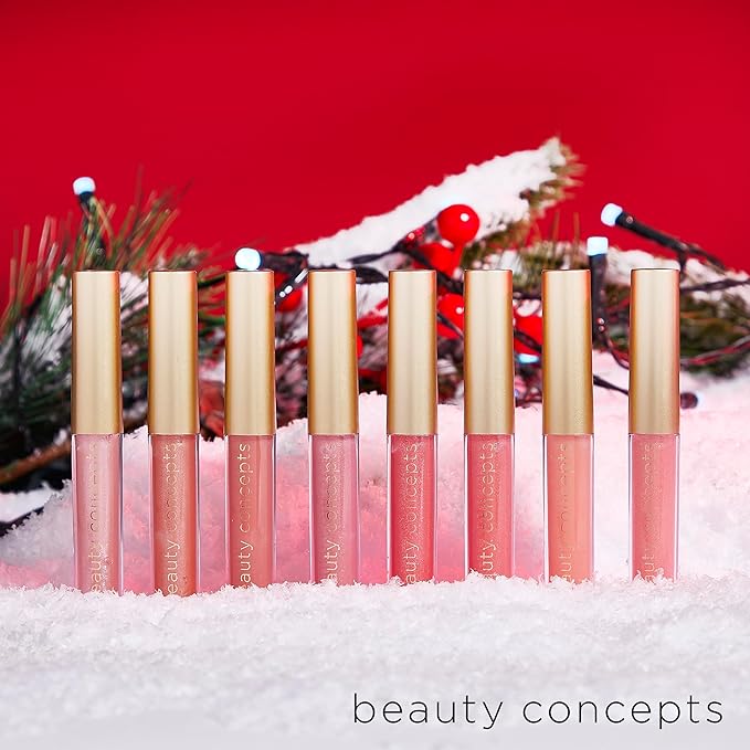 Beauty Concept 15-Piece Lip Gloss Set - Radiant Lips with Glossy Heavy Embossing, Shiny Gold Foil Stamping - 0.7 fl oz Each in Pink Nutcracker