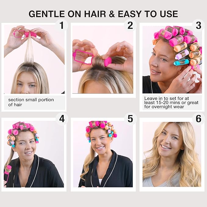 Conair Foam Hair Rollers - 48 Count, Assorted Colors - Heatless Curls, Overnight Curls, Foam Rollers with Storage Case