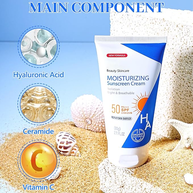 Hyaluronic Acid Body Sunscreen SPF 50, Sunscreen for Body & Face, Sunscreen Body Lotion Water Resistant, Hydrate Moisturizing Body Lotion with Sunscreen SPF 50, Sunscreen Moisturizer for Face Body