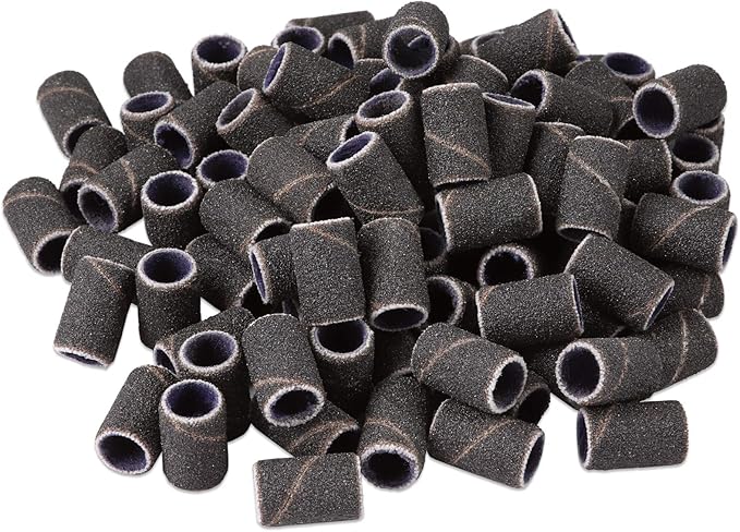 PANA 100 Pieces Nail Sanding Bands Professional Nail Manicure Great Fit for Nail Drill Bits for Acrylic Nails (120 Grit, Black)