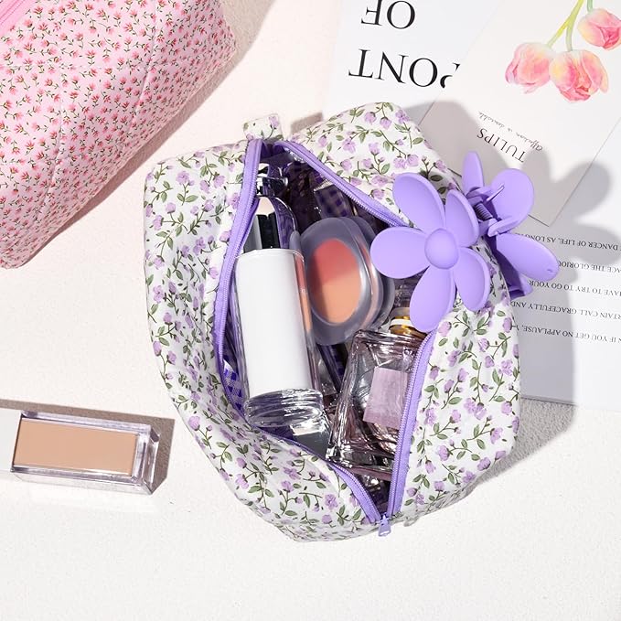 Soidram quilted makeup bag floral