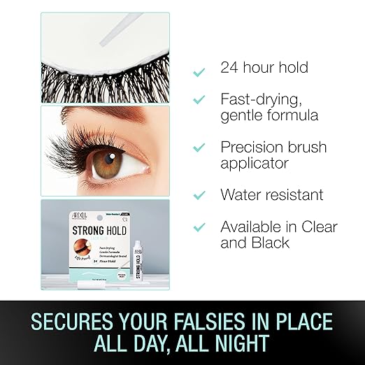 Ardell Strong Hold Lash Glue, Clear - Professional Waterproof Lash Adhesive for Strip Lashes with Precision Brush, Fast-Drying 24-Hour Lift-Proof Formula, 2-Pack