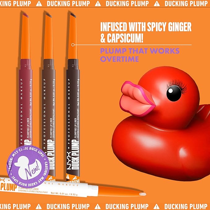 NYX PROFESSIONAL MAKEUP Duck Plump Plumping Lip Liner, Matte Pencil With Up To 10HR Wear, Swollen Spice (Warm Nude Lip Liner)