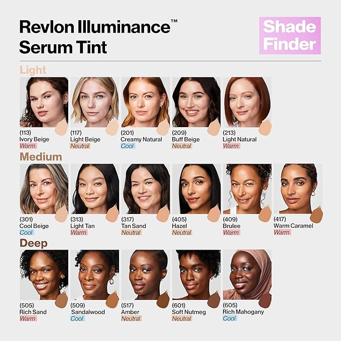 Revlon Illuminance Tinted Serum, Triple Hyaluronic Acid, Evens Out Skin Tone Over Time and Hydrates All Day, SPF 15, 505 Rich Sand, 0.94 fl oz.