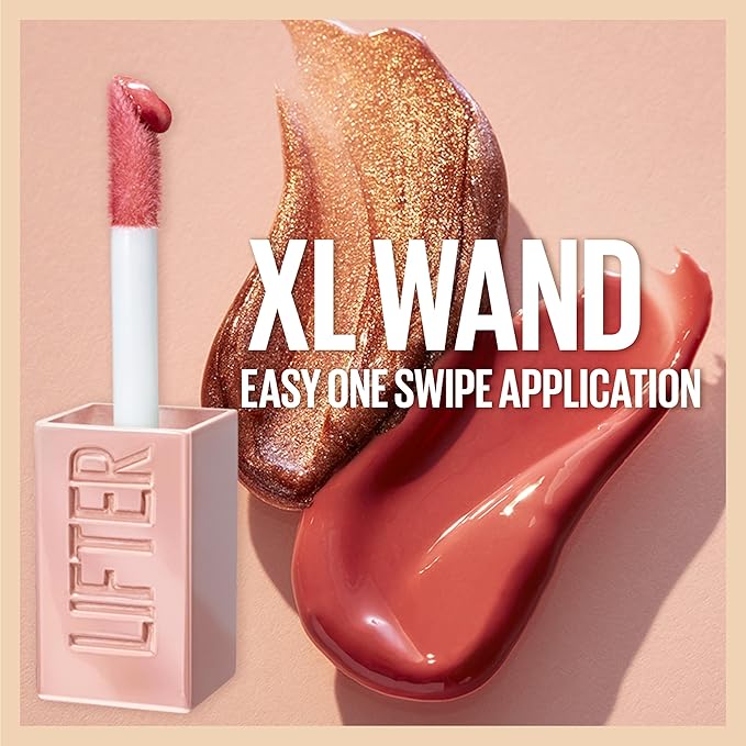 Maybelline Lifter Gloss, Hydrating Lip Gloss with Hyaluronic Acid, High Shine for Plumper Looking Lips, Topaz, Terracotta Neutral, 0.18 Ounce