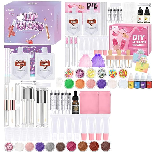 Lip Gloss Making Kit, Make Your Own Lip Gloss Kit, DIY Lip Gloss Making Supplies, Moisturizing Glitter Lip Kit Lipgloss Making Kits, Lipgloss Sets for Girls Tween Girls Trendy Stuff Women