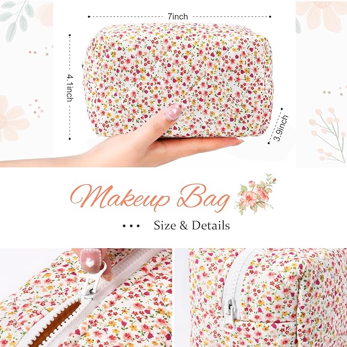 Soidram floral makeup bag quilted