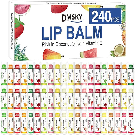 DMSKY 240 Pack Lip Balm, Natural