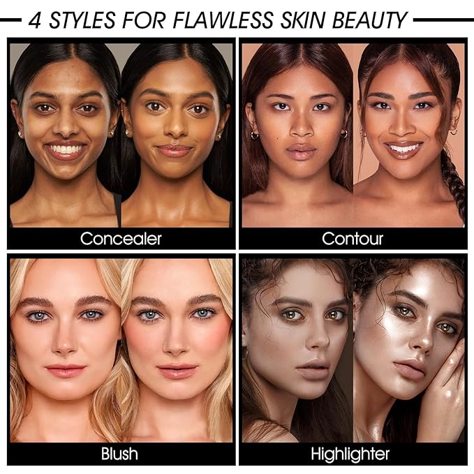 12 Colors Cream [Blush Contour Concealer] Makeup Palette for Cheeks - All in One Makeup Palette Kit with Brush, Natural Matte Long Wearing, Waterproof Blendable Face Make Up Pallete (#02)