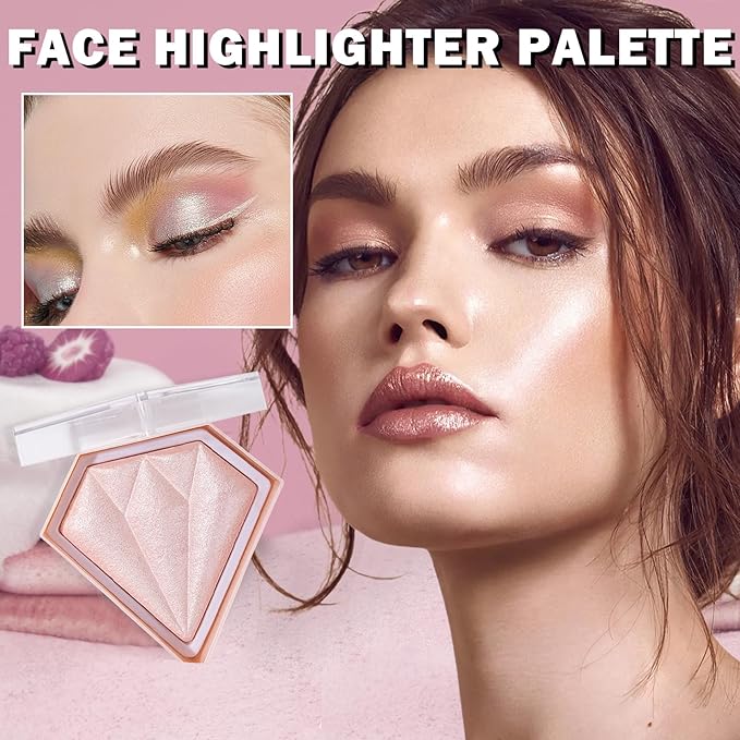 White Highlighter Makeup Palette Face Highlighter Powder Iluminadores Fairy Pink