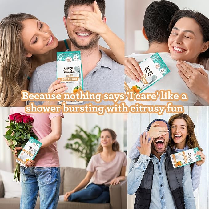 GuruNanda Uplift Shower Steamers for Aromatherapy (10 Pack), Relaxation Gifts for Women & Men with Essential Oils, Stress Relief, Home Spa & Self Care