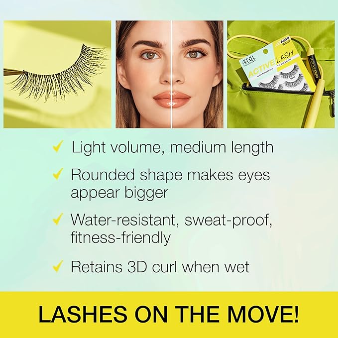 Ardell Active Gainz Lashes - Sweat-Proof & Long-Lasting Wispy Lashes, Comfortable Wear False Eyelashes, 4 Pairs