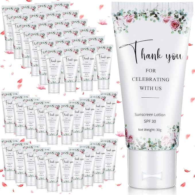 72 Pcs Mini Sunscreen Bulk for Summer Party Wedding SPF 30 Water Resistant Sunscreen Lotion Bulk 1oz Travel Size for Thank You Gifts Summer Party Wedding Supplies(Floral)