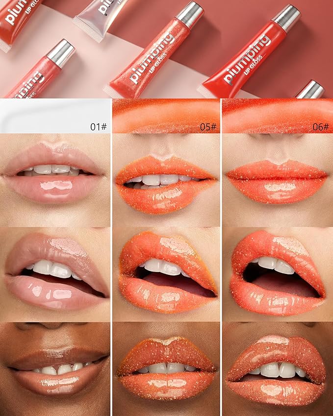 Hydrating Lip Glow Oil-3Pcs Tinted Plumping Lip Oil Lip Plumper, Moisturizing Smooth Lipgloss for Lip Care, Glossy Finish Clear Tint Shiny and Vegan Juicy Lip Gloss,Nourishing Non-Sticky Formula-Set B