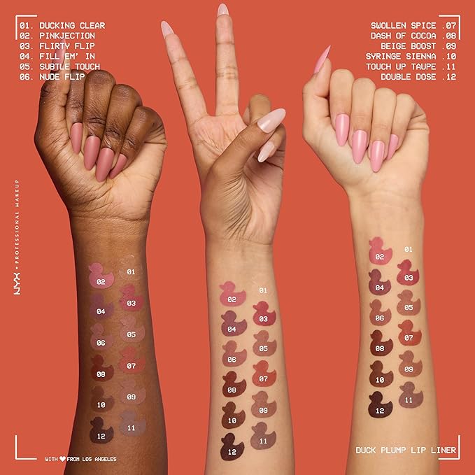 NYX PROFESSIONAL MAKEUP Duck Plump Plumping Lip Liner, Matte Pencil With Up To 10HR Wear, Nude Flip (Nude Lip Liner)