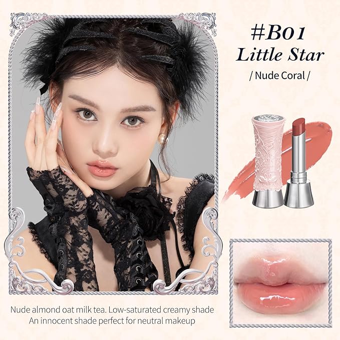 Flower Knows Violet Strawberry Rococo Glitter Lip Gloss G02 Rasberry Booze+Swan Ballet Shine Solid Lip Gloss Stick B01 Little Star
