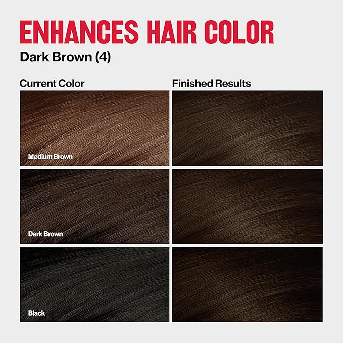 Revlon ColorSilk Tone + Gloss + Care Demi Permanent Hair Color, Dye Kit with Leave-In Scalp and Haircare Serum, 2x Shinier, 4x Stronger, 4 Dark Brown, 4.5 fl oz
