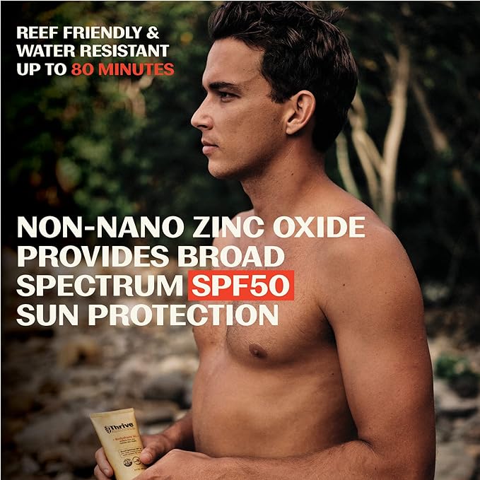 Thrive Reef Safe Sunscreen SPF50 - Hawaii 104 Reef Act Compliant - Mineral Sunscreen Non-Nano Zinc Oxide - Vegan, (5.8 Oz (Pack of 1))