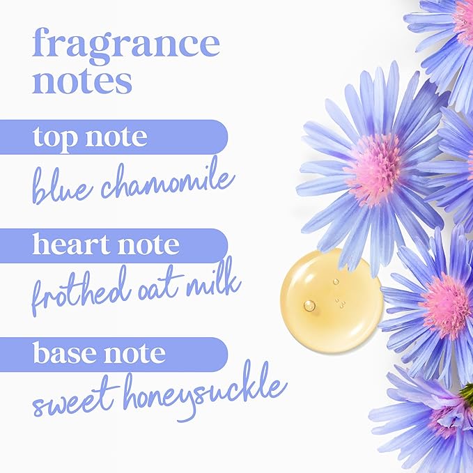 Dove Body Wash with Pump 3 Count Anti-Stress Blue Chamomile & Oat Milk, for 24hr Lotion-Soft Skin Moisturizing Skin Cleanser with No Sulfates No Parabens