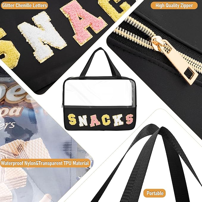 Chenille letter snacks bag zipper