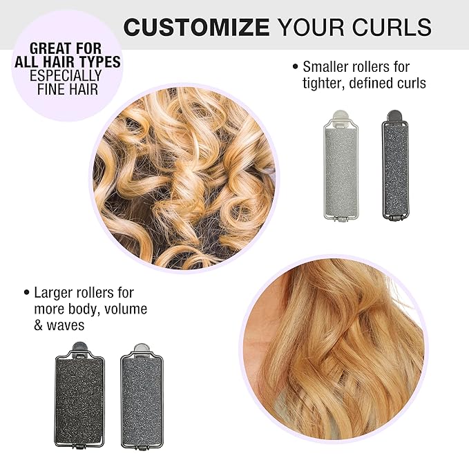 Conair Foam Hair Rollers - Heatless Curlers - Heatless Curls -Foam Rollers - Black & Gray - Assorted Sizes - 48 Count w/storage case