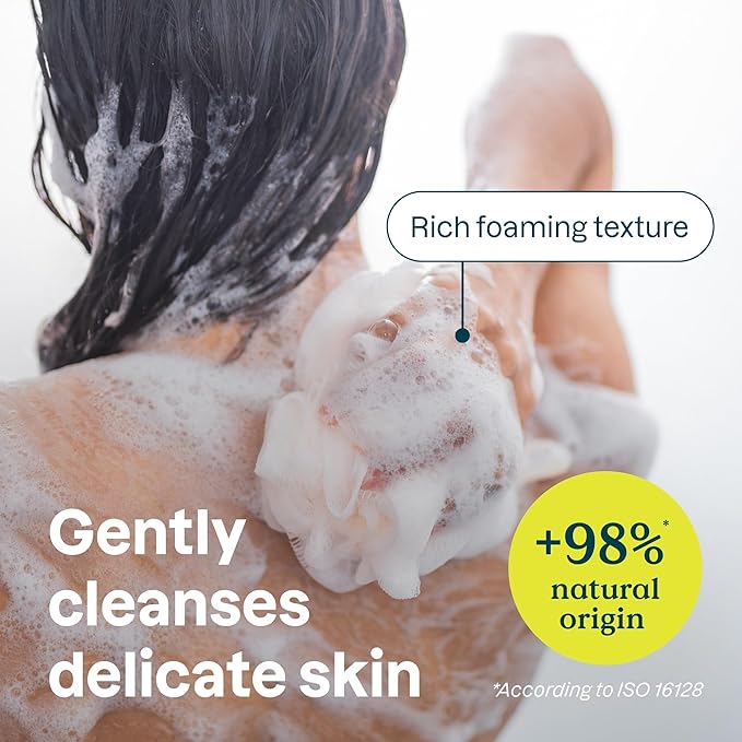 ATTITUDE Body Wash for Sensitive Skin, EWG Verified Shower Gel, Soothing Oat, Dermatologically Tested, Plant and Mineral-Based, Vegan Personal Care, Aluminum Bottle, Unscented, 16 Fl Oz