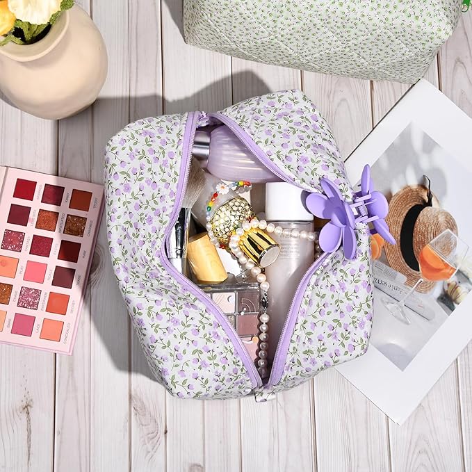 Soidram floral makeup bag quilted