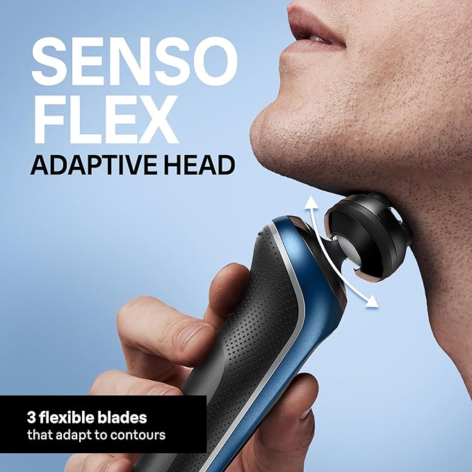 Braun Electric Shaver for Men, Series 6 6120s, Wet & Dry Shave, Turbo & Gentle Shaving Modes, with Precision Trimmer & Pouch, Blue