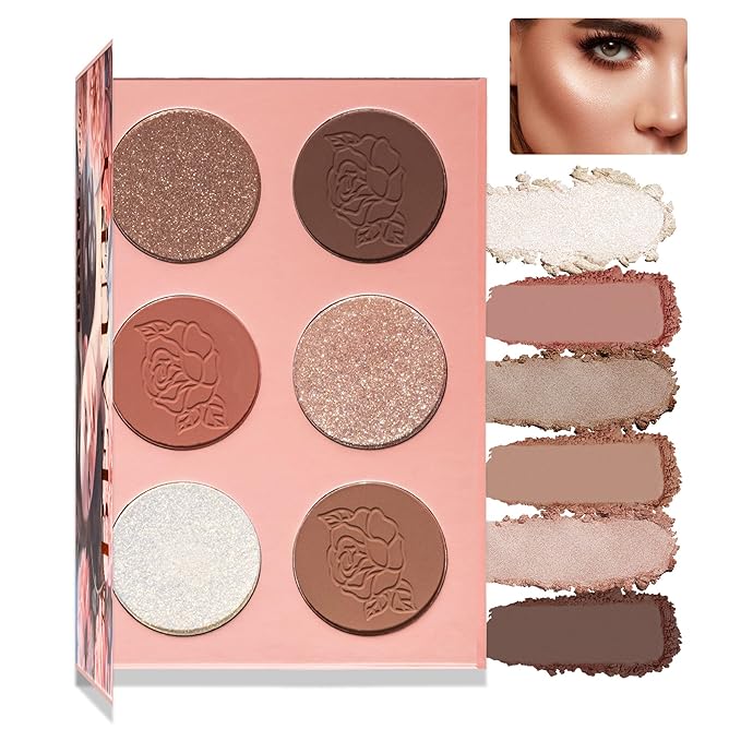 6 Color Rosé Blush Palette, Velvety Fine Texture,