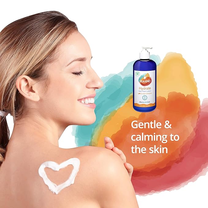 All Natural Hydrate Ocean Breeze Sea Plant Hand and Body Lotion for Women and Men, Essential Oil Scent, 16 Fl Oz, Non Comedogenic, Vegan Moisturizer for Dry and Sensitive Skin, No Parabens