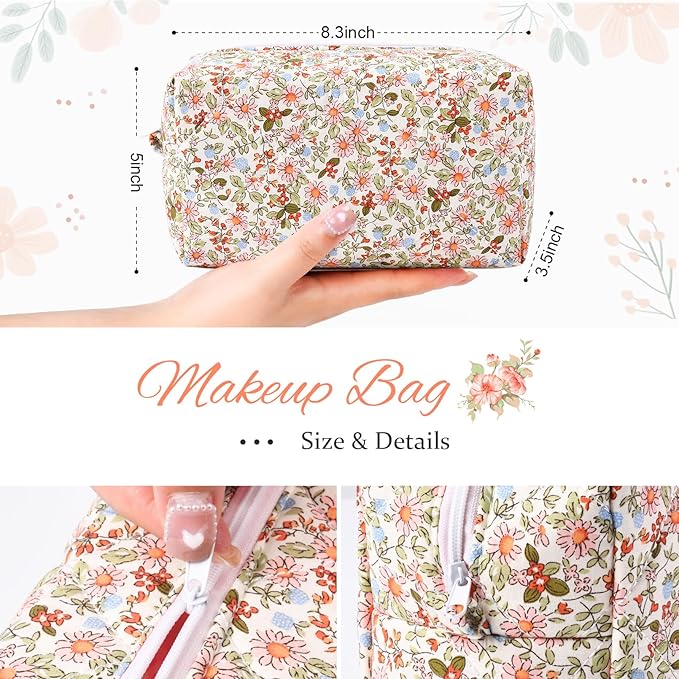 Soidram quilted makeup bag floral