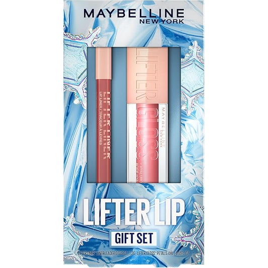 MAYBELLINE Lifter Gloss and Lifter Liner Makeup Gift Set, Lip Gloss and Lip Liner in Shades Petal and Line Leader