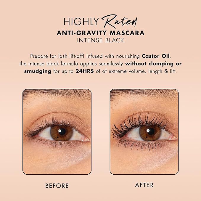 Milani Mascara Volume and Length, Highly Rated Anti-Gravity Black Shade with Castor Oil and Molded Hourglass Shaped Lash Coating Mascara Wand - 2 Pack