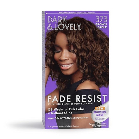 SoftSheen-Carson Dark and Lovely Fade Resist Rich Conditioning Hair Color, Permanent Hair Color, Up To 100 percent Gray Coverage, Brilliant Shine with Argan Oil and Vitamin E, Brown Sable
