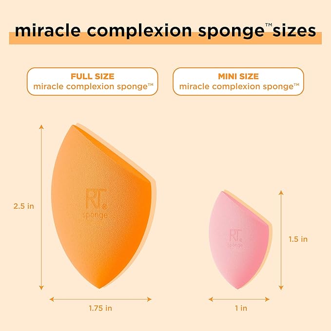 Real Techniques Mini Miracle Complexion Sponge 4 Pack, Small Makeup Blending Sponges, For Foundation & Concealer, Mini Size for Under Eyes & Touch-Ups, Travel Friendly, Natural Makeup, Latex-Free