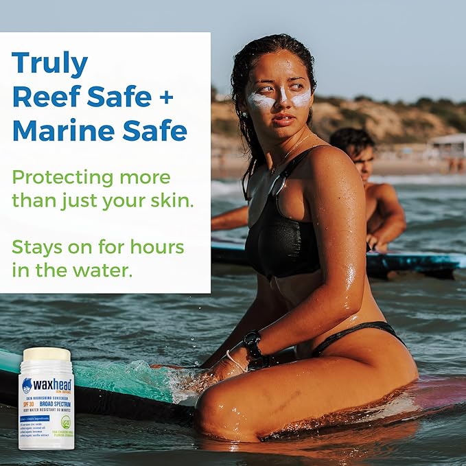 Waxhead Coral Reef Safe Sunscreen Stick - Zinc Oxide Sunscreen, Tattoo Sunscreen Stick Mineral Sunscreen Face Sunscreen Stick, Baby Sunscreen Stick, Sunblock Stick, Biodegradable Sunscreen