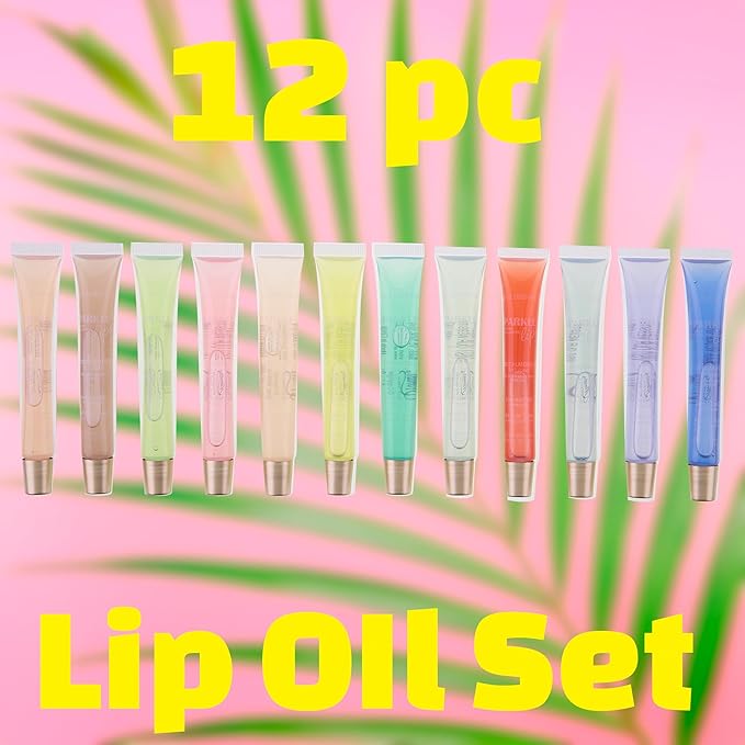 EXPRESSIONS 12pc Sparkle Lips Lip Oils - Vitamin E Infused Lip Gloss, Lip Oil Collection | Hydrating Lip Care, Safe and Non-Toxic Lip Gloss Gift Set
