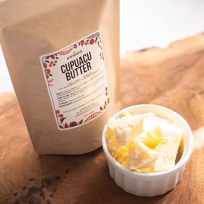 Cupuacu Butter Raw, Pure & Unrefined for Hair Growth & Dry Skin Use on Body and Face - Brazilian Body Butter Base, Lotion Base and Soap Making - Cupuaçu Butter 8 oz