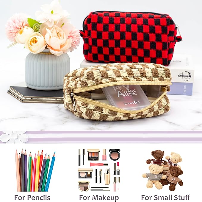 Pazimiik checkered makeup bag for
