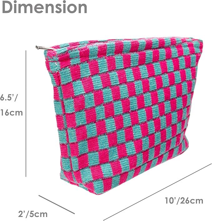 Pazimiik knitted checkered makeup bag