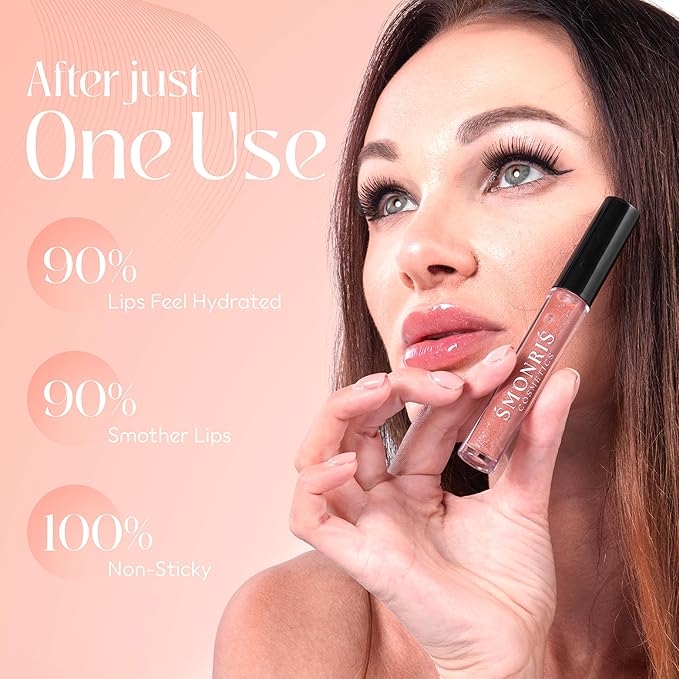 SMONRIS Moisturizing Shiny Lip glosses to Heal Dry Lips for Long Lasting Hydration – High Shine Cruelty Free Non-Sticky Lip Plumper with Vitamin E, Coconut Oil, Hyaluronic acid and Glitter Finish