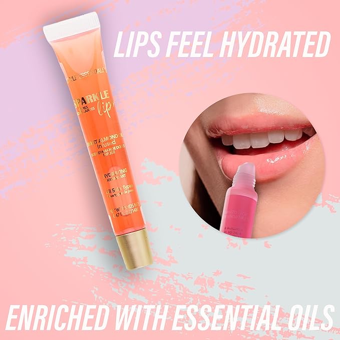 EXPRESSIONS 12pc Sparkle Lips Lip Oils - Vitamin E Infused Lip Gloss, Lip Oil Collection | Hydrating Lip Care, Safe and Non-Toxic Lip Gloss Gift Set