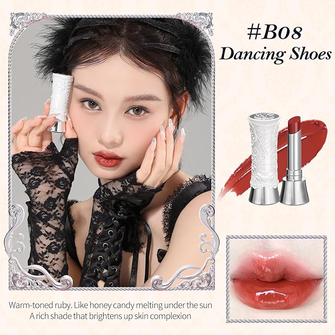 Flower Knows Violet Strawberry Rococo Glitter Lip Gloss G02 Rasberry Booze+Swan Ballet Shine Solid Lip Gloss Stick B08 Dancing Shoes